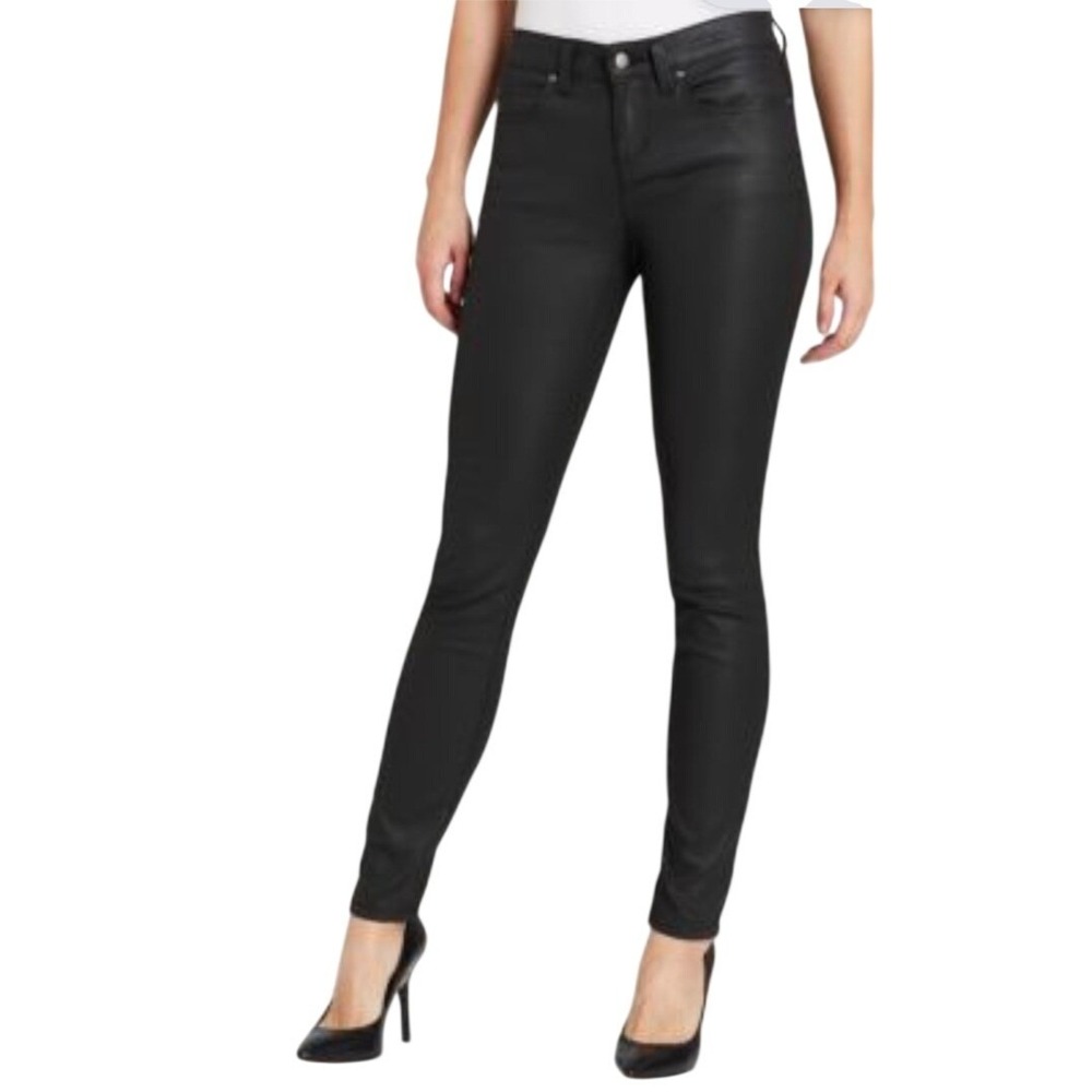 Eileen Fisher Womens Black Coated Skinny Jeans Organic Cotton Size 4 Waxed Pants
